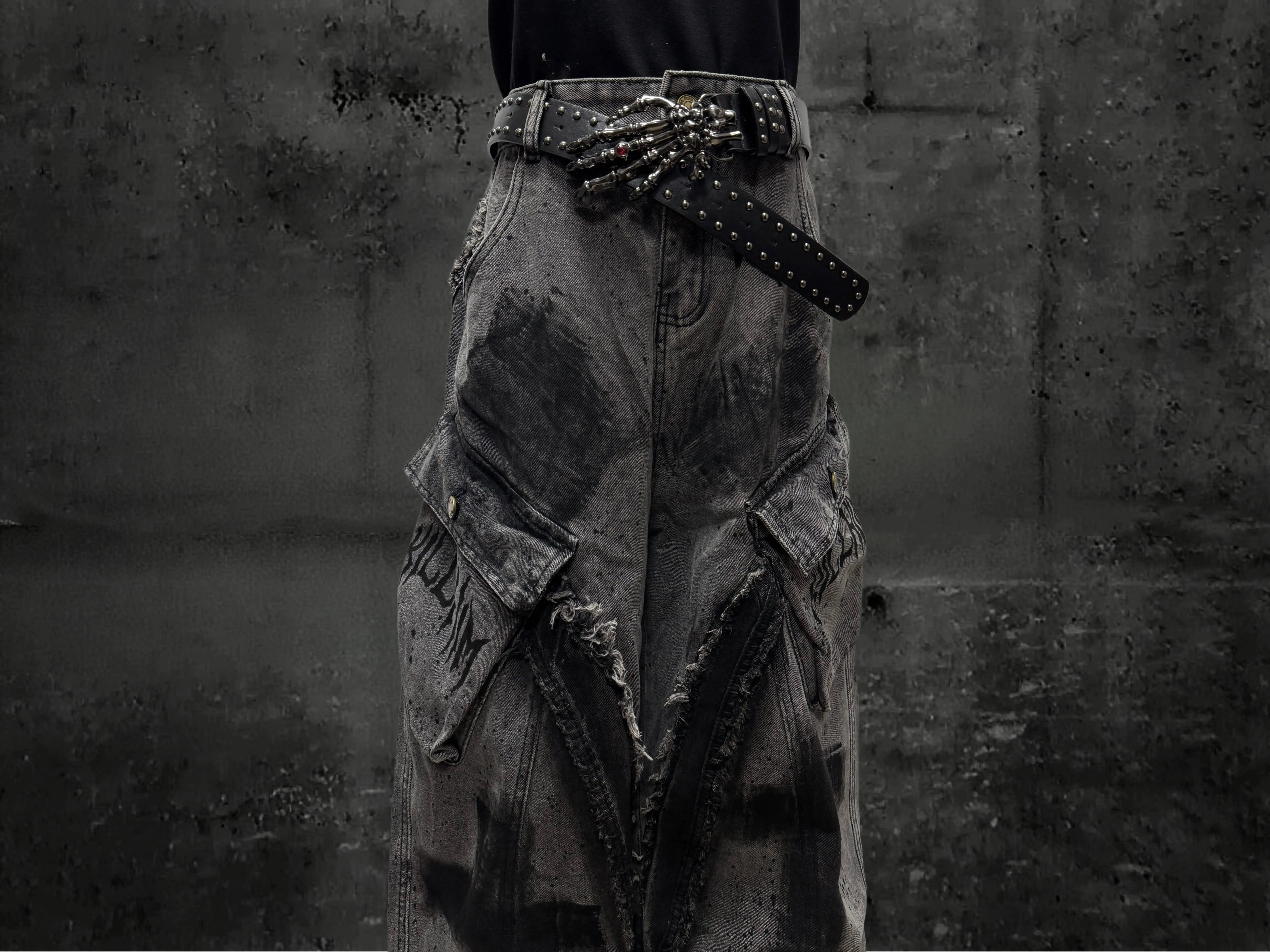 Unsiex Gothic Punk Jeans 2026 Distressed Splash Ink Jeans For Women Men Y2K Graffiti Wide Leg Pants Loose Fit Washed Denim