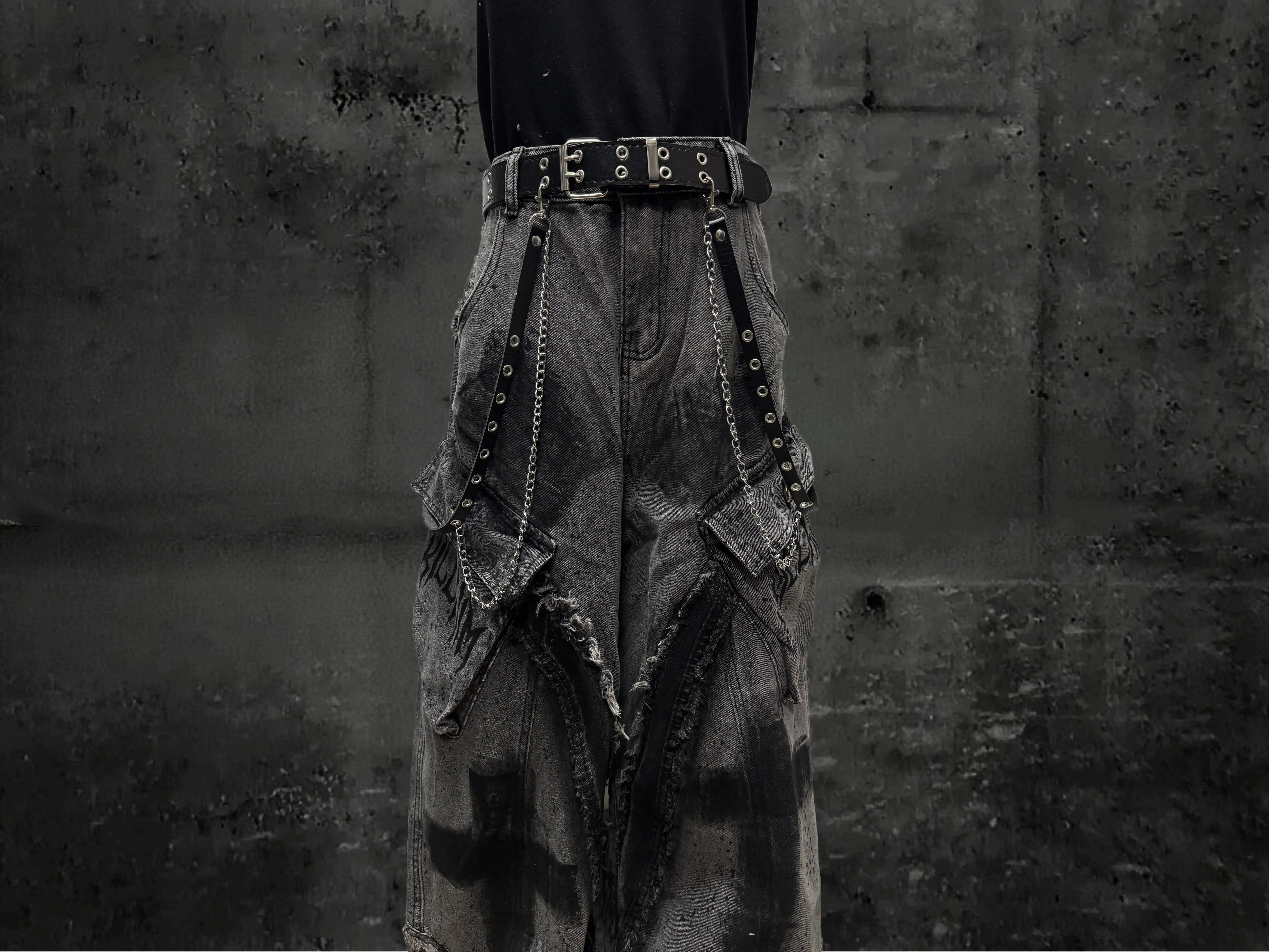 Unsiex Gothic Punk Jeans 2026 Distressed Splash Ink Jeans For Women Men Y2K Graffiti Wide Leg Pants Loose Fit Washed Denim