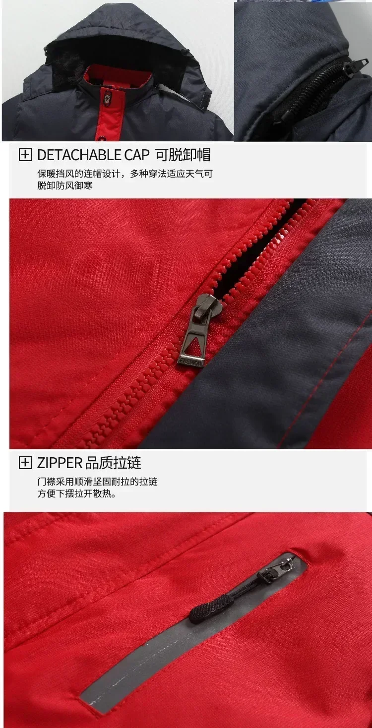 New Winter Fashion Men's Mustang Logo Fleece Waterproof Jackets Thicken Hoodies Zipper Warm High Quality Outwear