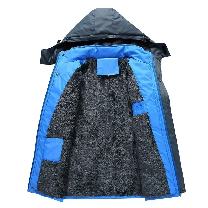 New Winter Fashion Men's Mustang Logo Fleece Waterproof Jackets Thicken Hoodies Zipper Warm High Quality Outwear