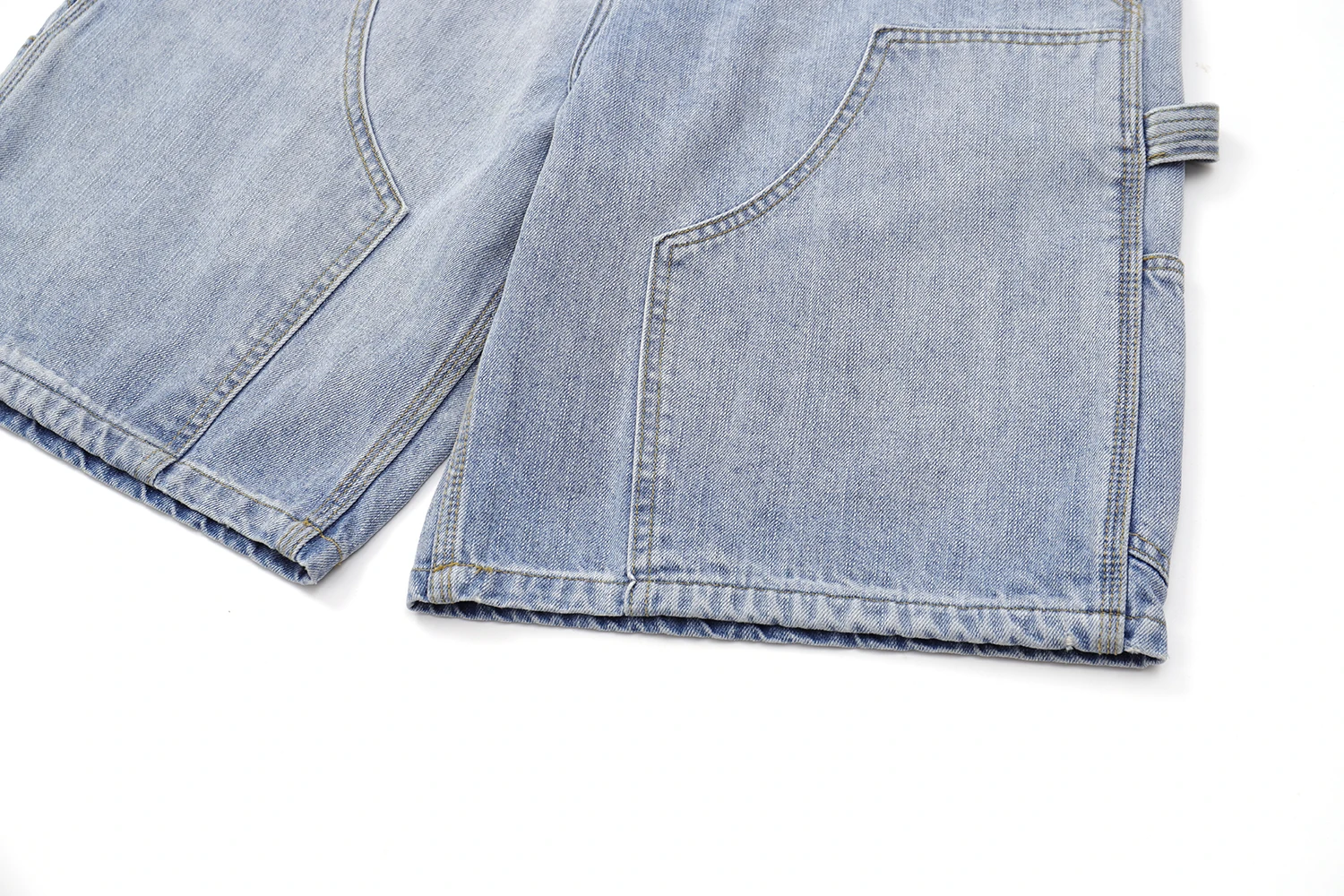 12oz Summer Japanese Workwear Style | 26SS B01 Washed Slub Cotton Cargo Six-Tenths Length Denim Shorts (Unisex) Jeans for Men