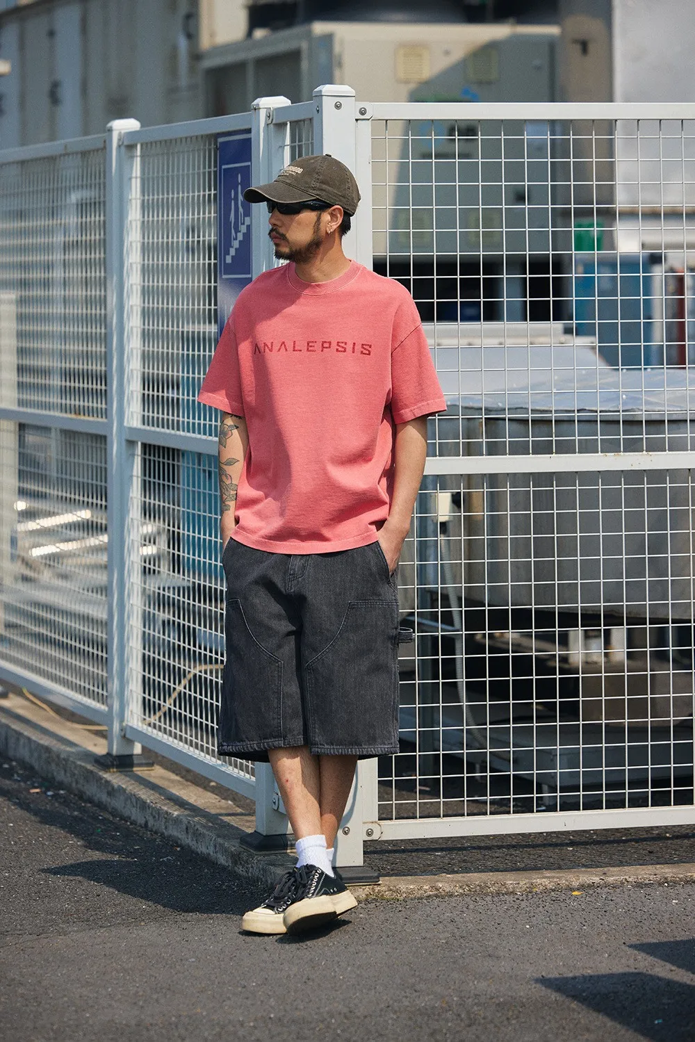 12oz Summer Japanese Workwear Style | 26SS B01 Washed Slub Cotton Cargo Six-Tenths Length Denim Shorts (Unisex) Jeans for Men
