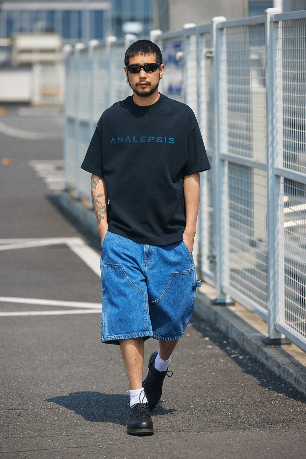 12oz Summer Japanese Workwear Style | 26SS B01 Washed Slub Cotton Cargo Six-Tenths Length Denim Shorts (Unisex) Jeans for Men