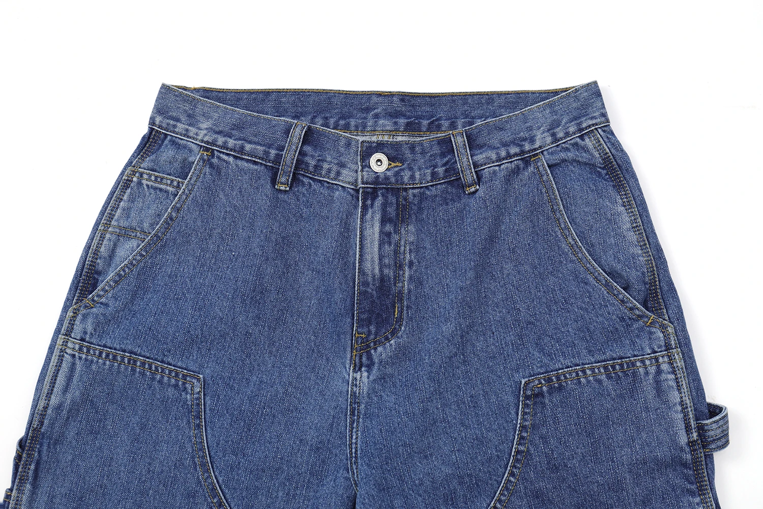12oz Summer Japanese Workwear Style | 26SS B01 Washed Slub Cotton Cargo Six-Tenths Length Denim Shorts (Unisex) Jeans for Men