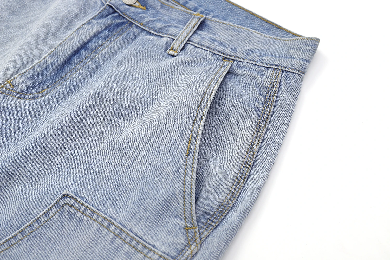 12oz Summer Japanese Workwear Style | 26SS B01 Washed Slub Cotton Cargo Six-Tenths Length Denim Shorts (Unisex) Jeans for Men