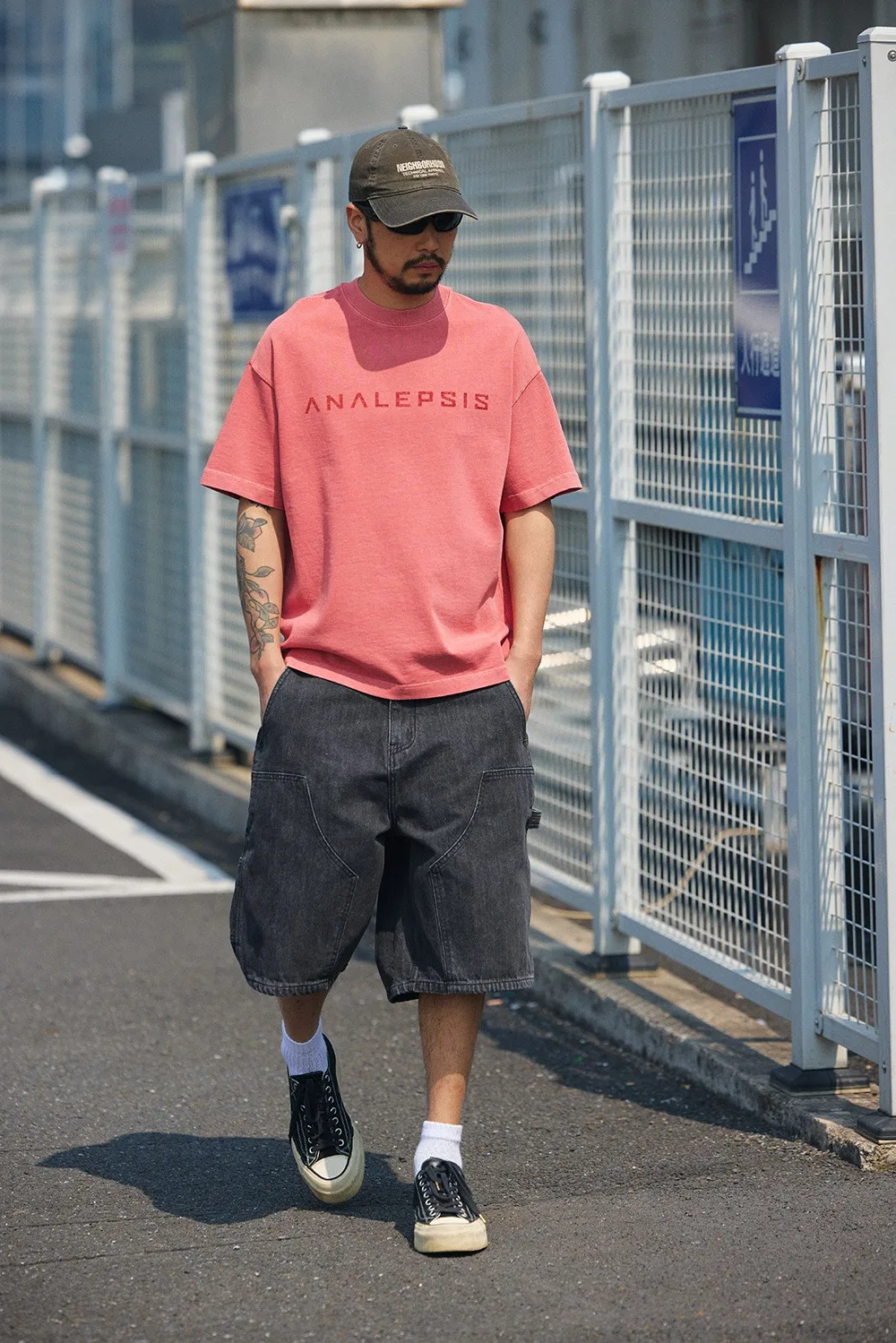 12oz Summer Japanese Workwear Style | 26SS B01 Washed Slub Cotton Cargo Six-Tenths Length Denim Shorts (Unisex) Jeans for Men