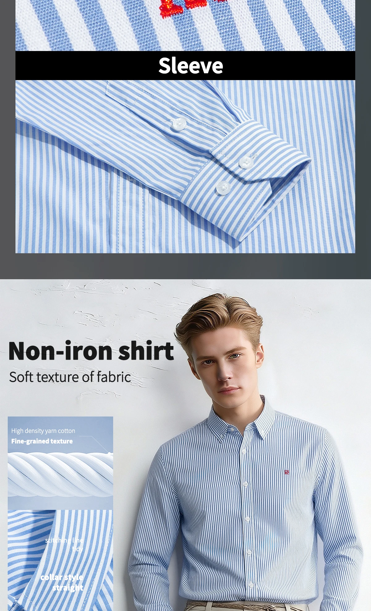 Men's Shirt Business Thin Stripe Design Classic Casual Men's Long Sleeved Blouses Elegant Commuting Single Breasted Men's Shirt