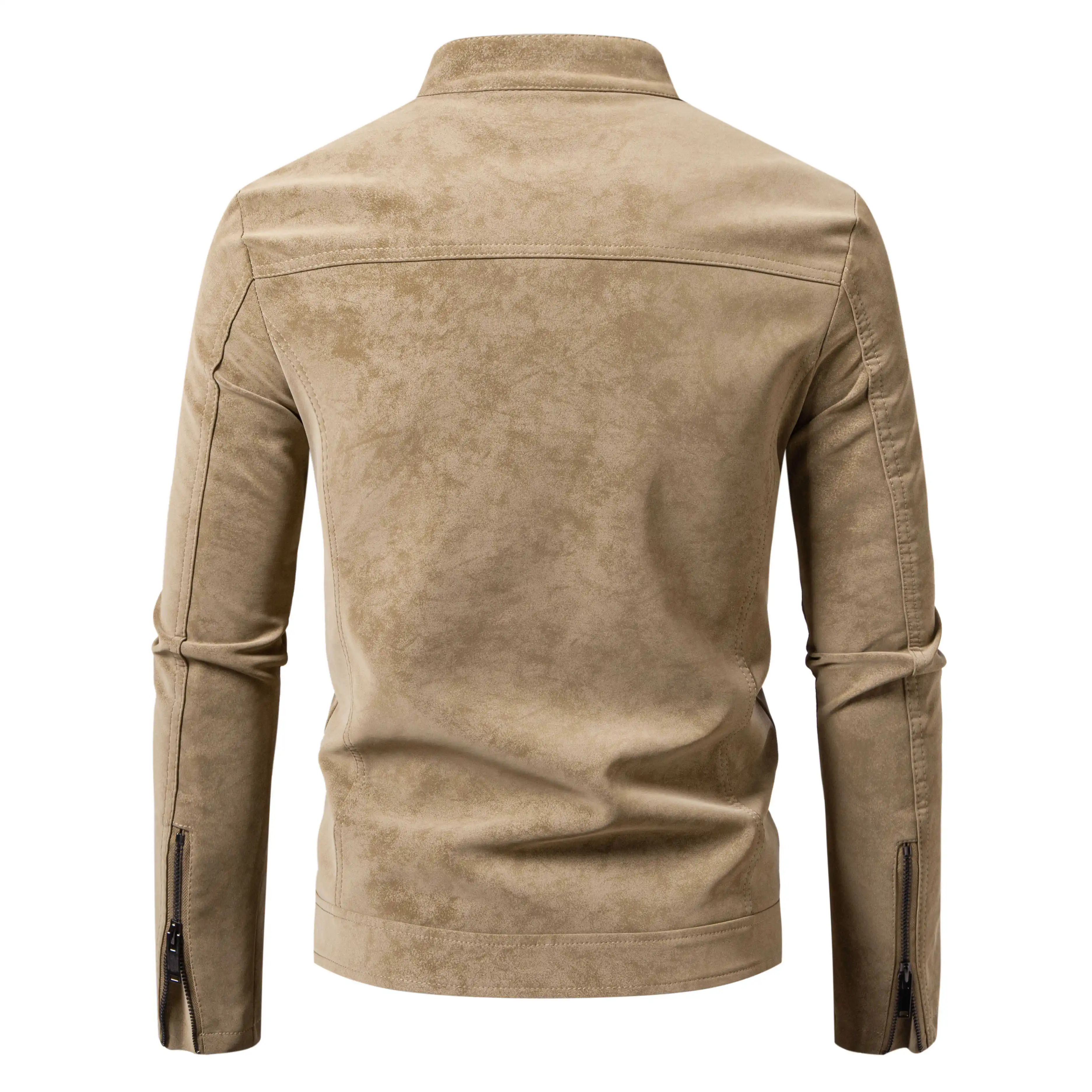 Men's Slim Fit Vintage Motorcycle Jacket Casual Long Sleeve Biker Coat Fitted Design for Fall Winter Plain Pattern