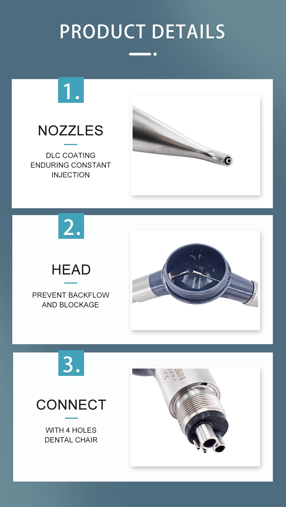 4 Hole Dental Air Polisher Abrasion Microetcher Sandblasting Sandblaster Teeth Polishing Air Prophy Dentistry Tools