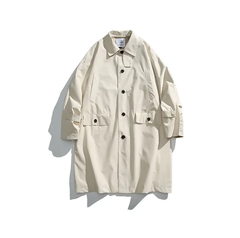 Cityboy Japanese Streetwear Vintage Outdoor Trenchcoat Men Loose Oversize Long Trench Coat Jacket Outerwear Autumn Clothing