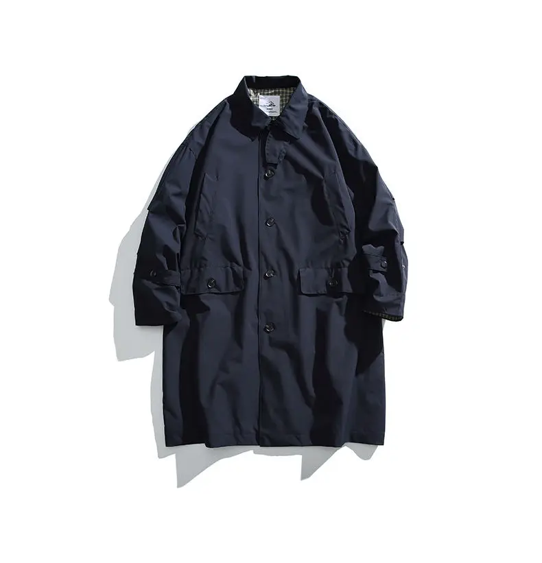 Cityboy Japanese Streetwear Vintage Outdoor Trenchcoat Men Loose Oversize Long Trench Coat Jacket Outerwear Autumn Clothing