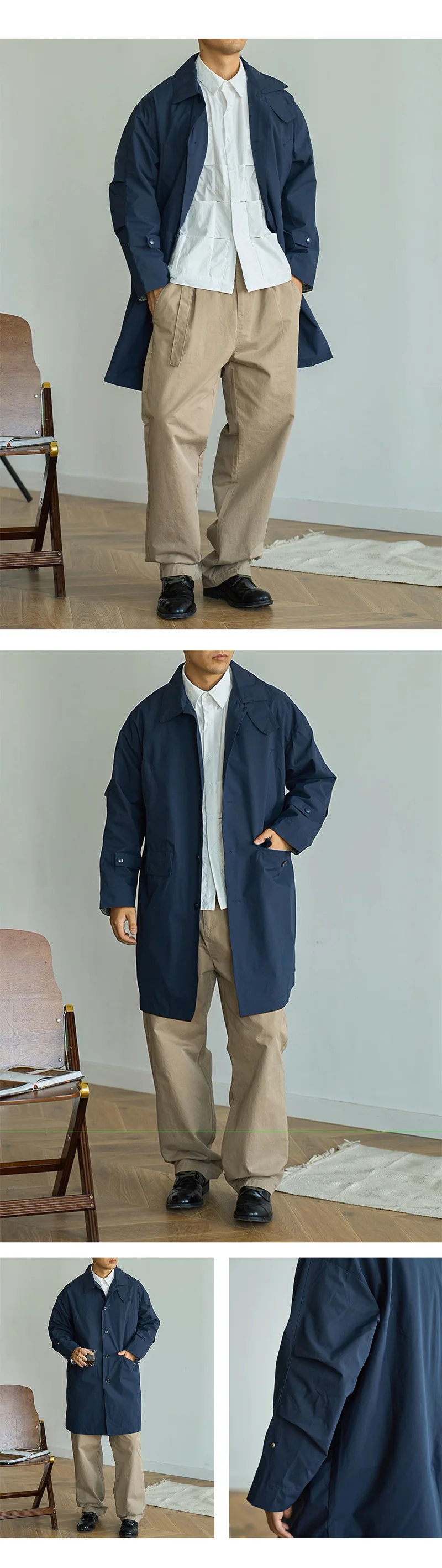 Cityboy Japanese Streetwear Vintage Outdoor Trenchcoat Men Loose Oversize Long Trench Coat Jacket Outerwear Autumn Clothing