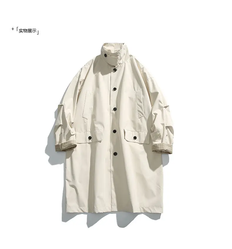 Cityboy Japanese Streetwear Vintage Outdoor Trenchcoat Men Loose Oversize Long Trench Coat Jacket Outerwear Autumn Clothing