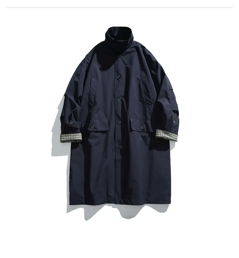 Cityboy Japanese Streetwear Vintage Outdoor Trenchcoat Men Loose Oversize Long Trench Coat Jacket Outerwear Autumn Clothing