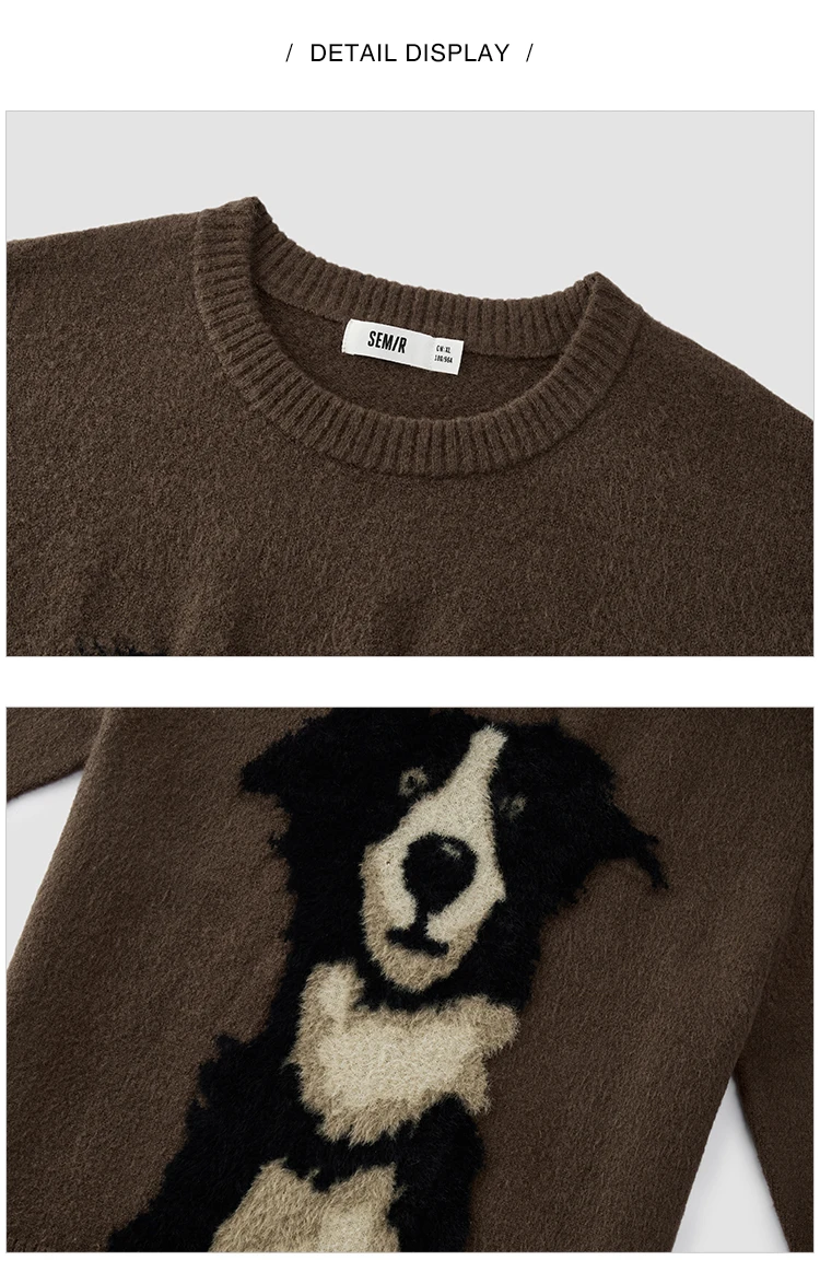 Semir Knitted Sweater Men Winter Faux Mink Fur Puppy Jacquard 2025 New Lazy American Retro Couple Outfit Men's Clothing