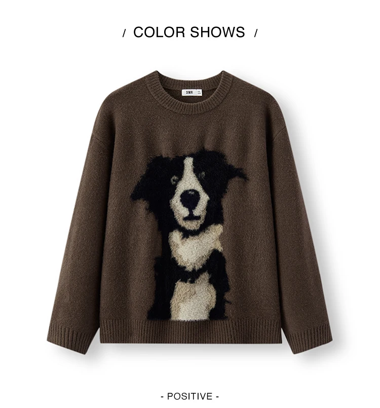 Semir Knitted Sweater Men Winter Faux Mink Fur Puppy Jacquard 2025 New Lazy American Retro Couple Outfit Men's Clothing