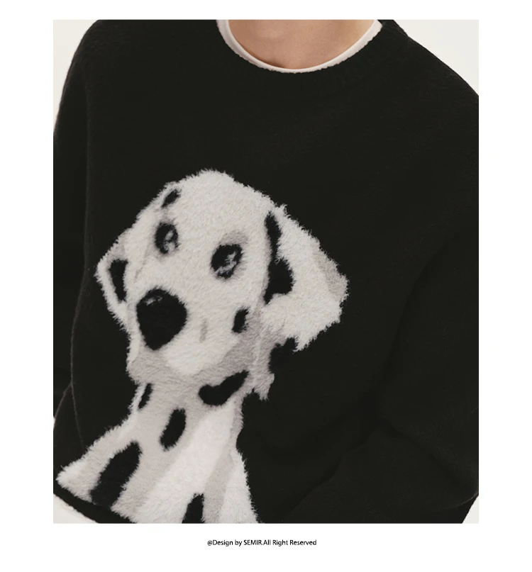Semir Knitted Sweater Men Winter Faux Mink Fur Puppy Jacquard 2025 New Lazy American Retro Couple Outfit Men's Clothing