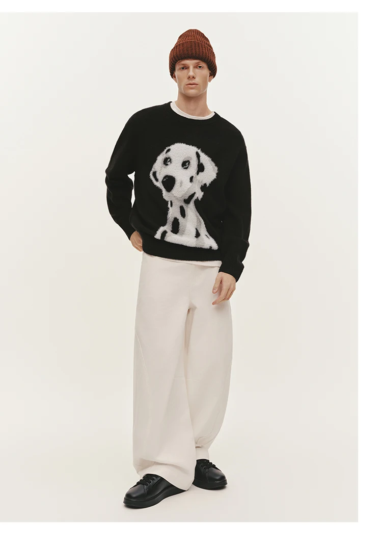 Semir Knitted Sweater Men Winter Faux Mink Fur Puppy Jacquard 2025 New Lazy American Retro Couple Outfit Men's Clothing