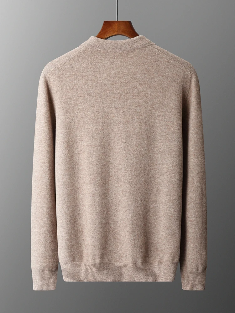 Luxury Men Cashmere Sweater 100% Merino Wool Buttoned Pullover Autumn Winter Knitwear Male Casual Warm Jumper Tops