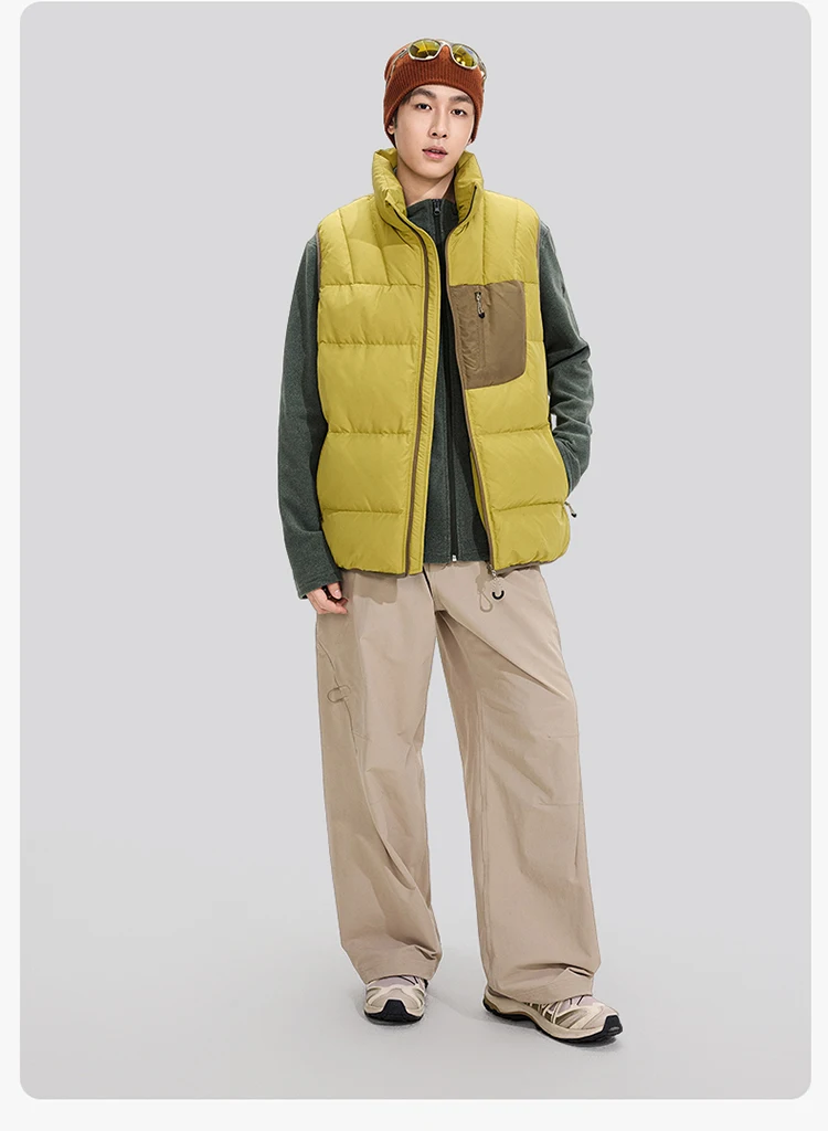 Winter Outdoor Down Vest Men Women Stand Collar Warm Sleeveless Duck Down Jacket Cargo Vest Unisex Waistcoat