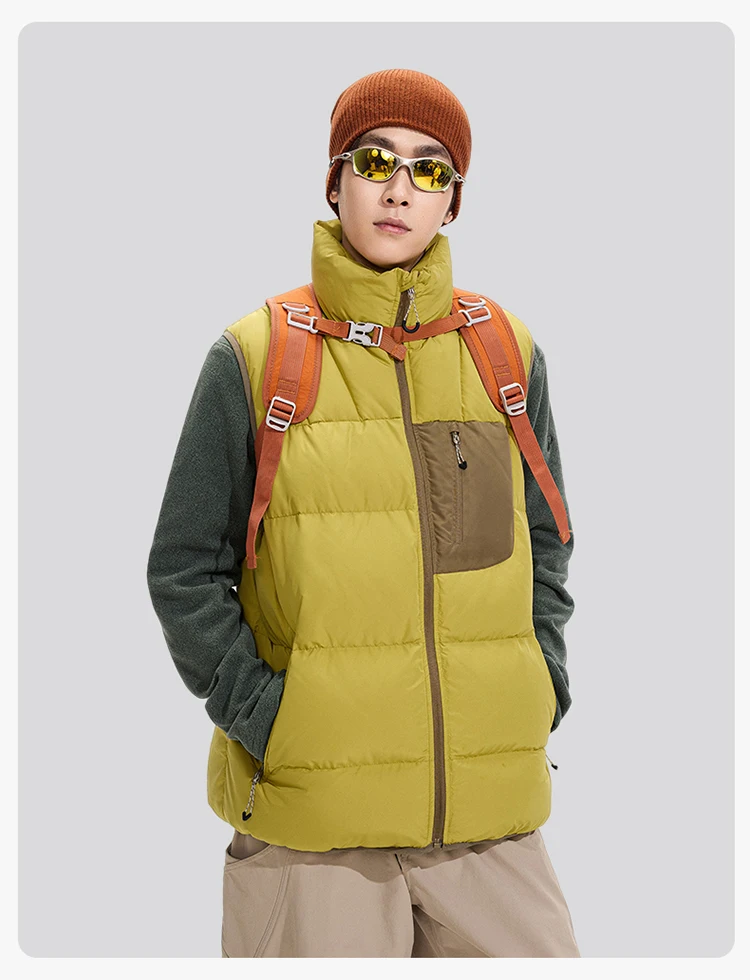 Winter Outdoor Down Vest Men Women Stand Collar Warm Sleeveless Duck Down Jacket Cargo Vest Unisex Waistcoat