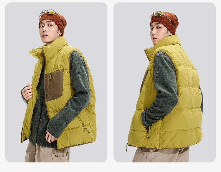 Winter Outdoor Down Vest Men Women Stand Collar Warm Sleeveless Duck Down Jacket Cargo Vest Unisex Waistcoat
