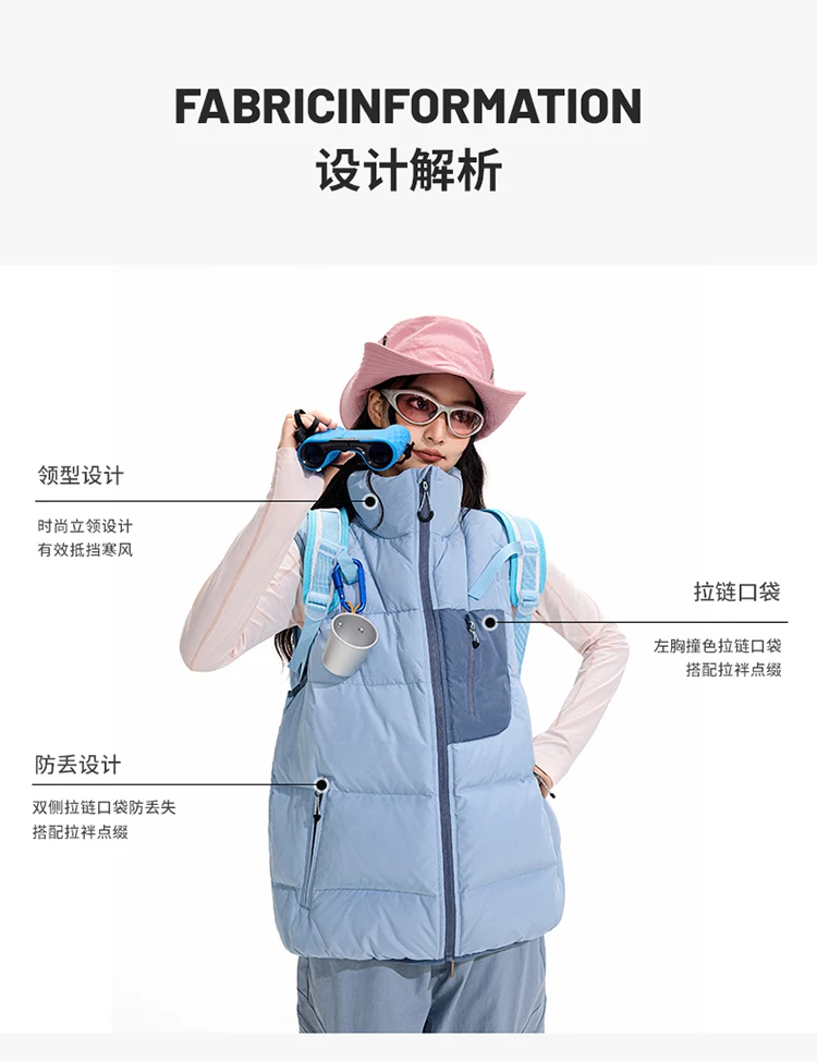 Winter Outdoor Down Vest Men Women Stand Collar Warm Sleeveless Duck Down Jacket Cargo Vest Unisex Waistcoat