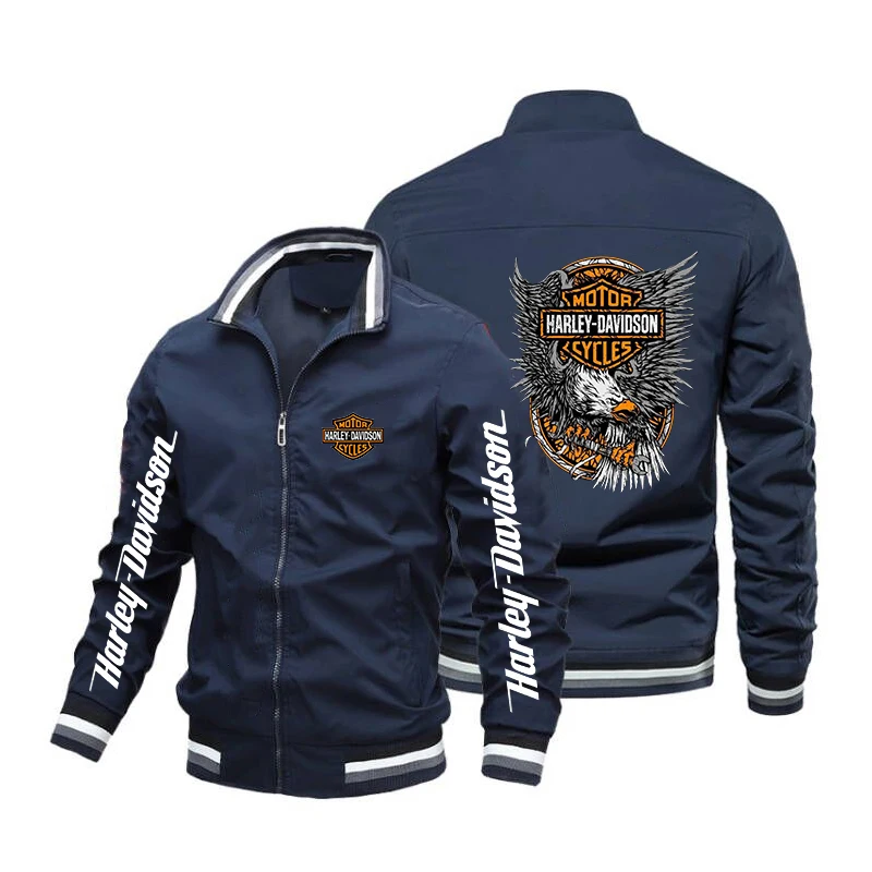 Harley Davidson Man Motorcycle Jacket Spring Autumn Outdoor Sports Lady Zipper Coat Fashion Printing Windproof Jacket