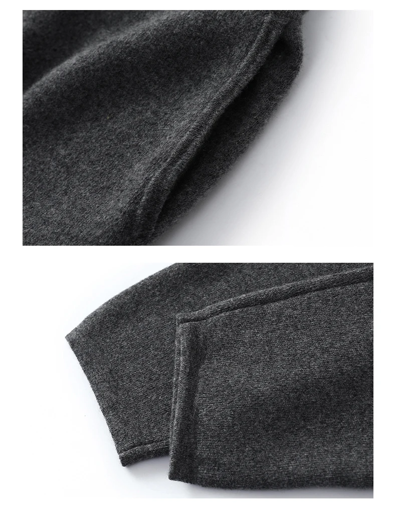 Autumn Winter Thick Men's High Waist Small Foot Pants 100% Merino Wool Knitted Pants Casual Fashion Solid Color Warm Pants