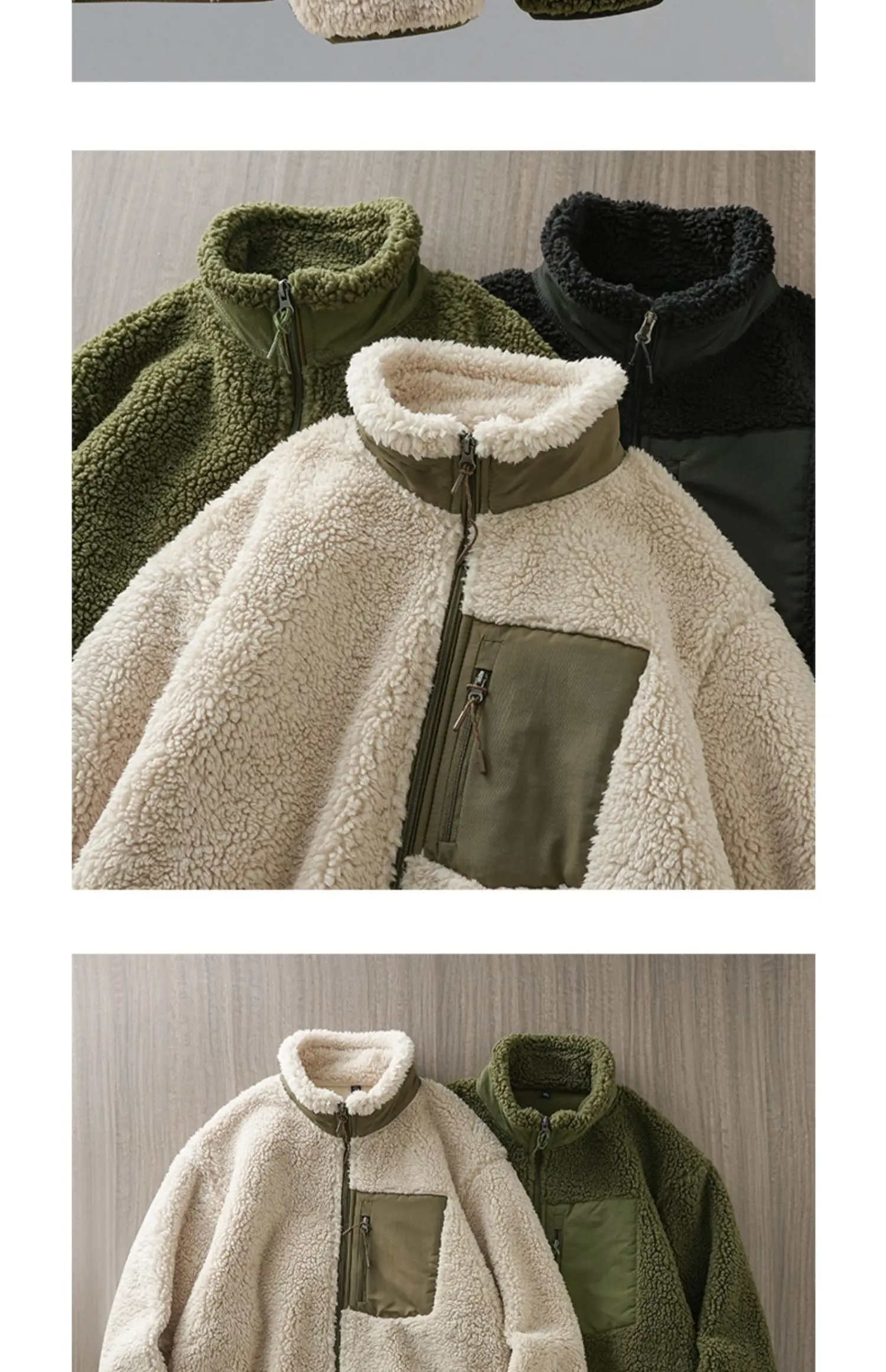 DUKEEN Men's Fleece Jacket 2025 Autumn and Winter Vintage Casual Stand Neck Thick Warm Zipper Outerwear Men's Coats