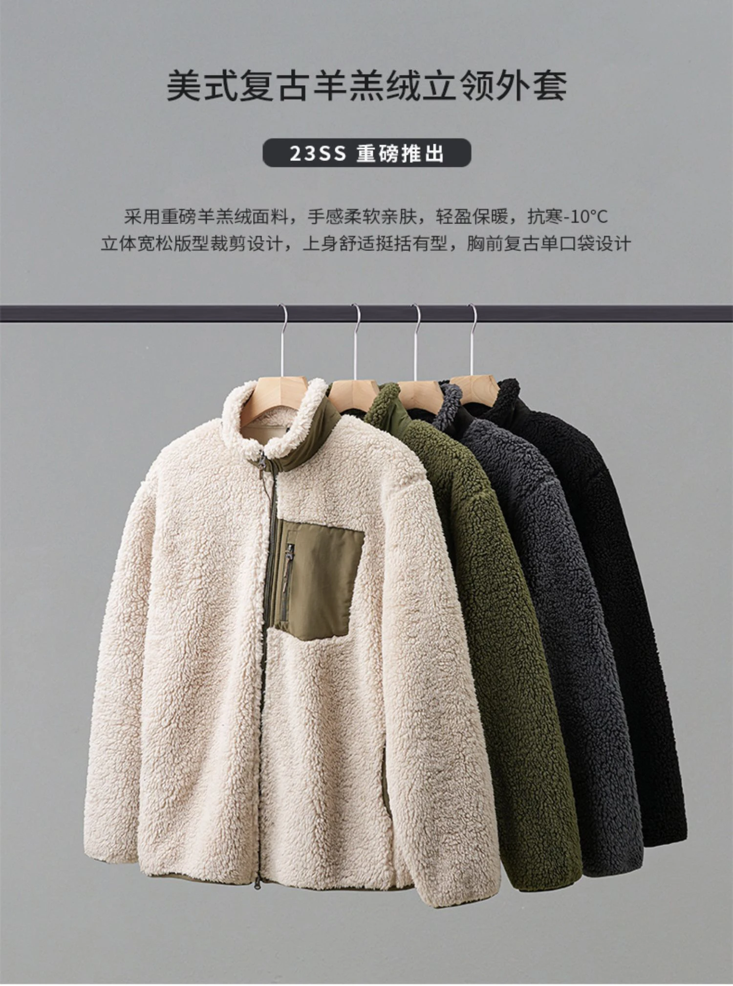 DUKEEN Men's Fleece Jacket 2025 Autumn and Winter Vintage Casual Stand Neck Thick Warm Zipper Outerwear Men's Coats