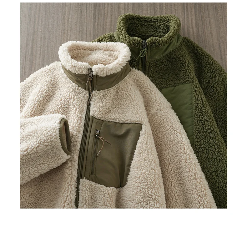 DUKEEN Men's Fleece Jacket 2025 Autumn and Winter Vintage Casual Stand Neck Thick Warm Zipper Outerwear Men's Coats