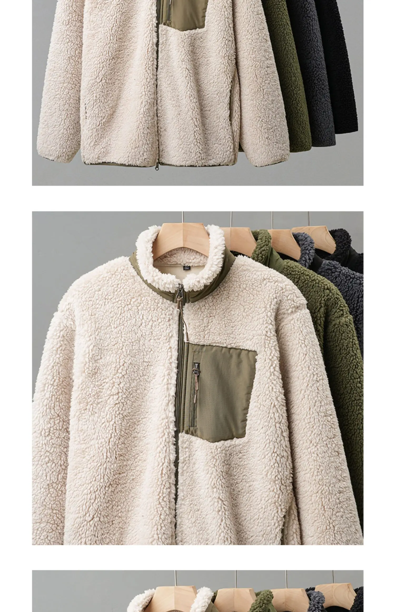 DUKEEN Men's Fleece Jacket 2025 Autumn and Winter Vintage Casual Stand Neck Thick Warm Zipper Outerwear Men's Coats