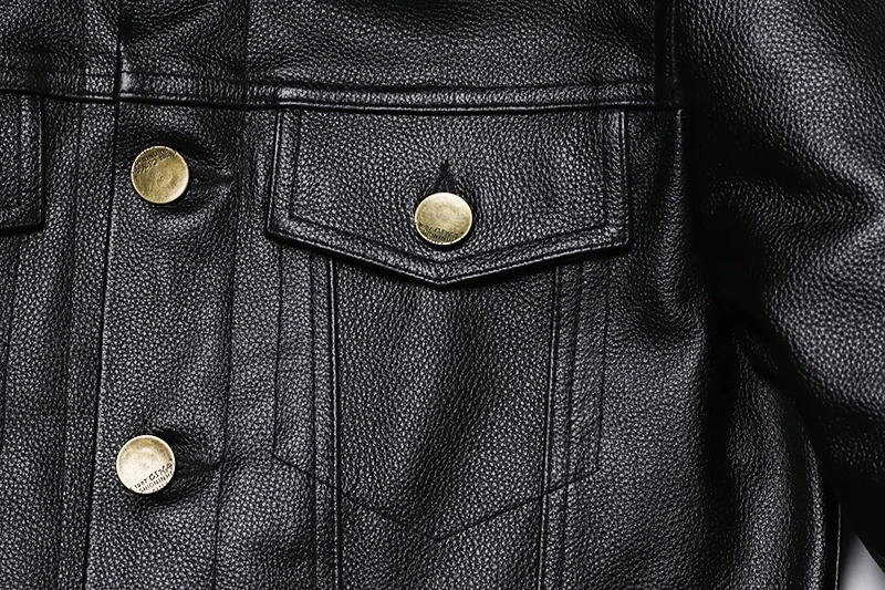 2025 New Cowboy Genuine Leather Jacket Men's Natural Cowhide Slim Short Coat Casual Style Single Breasted Fashion Clothes