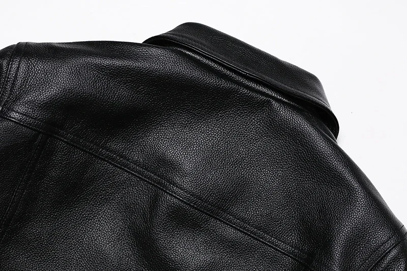 2025 New Cowboy Genuine Leather Jacket Men's Natural Cowhide Slim Short Coat Casual Style Single Breasted Fashion Clothes