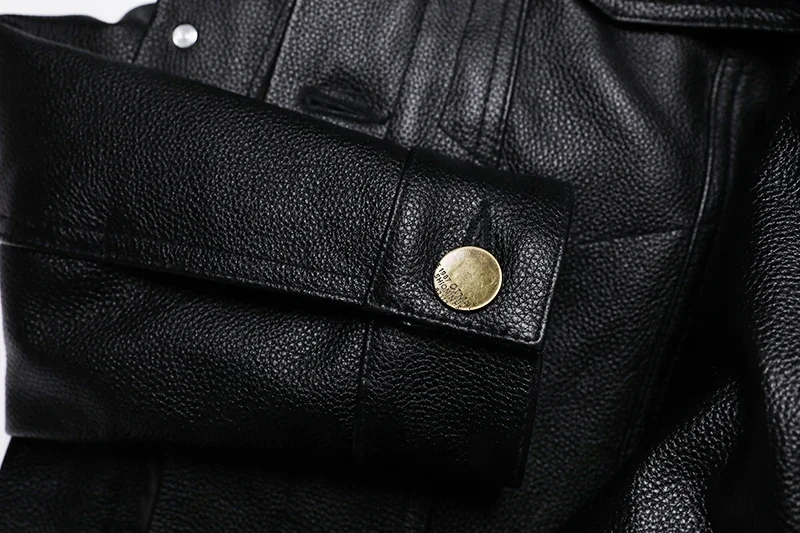 2025 New Cowboy Genuine Leather Jacket Men's Natural Cowhide Slim Short Coat Casual Style Single Breasted Fashion Clothes