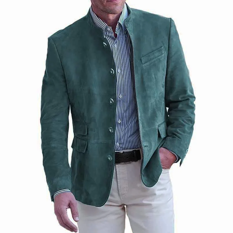 Blazer Men's Fashion Gentleman Business Retro Suede Versatile and Trendy Wedding Professional Casual Performance Host Blazer