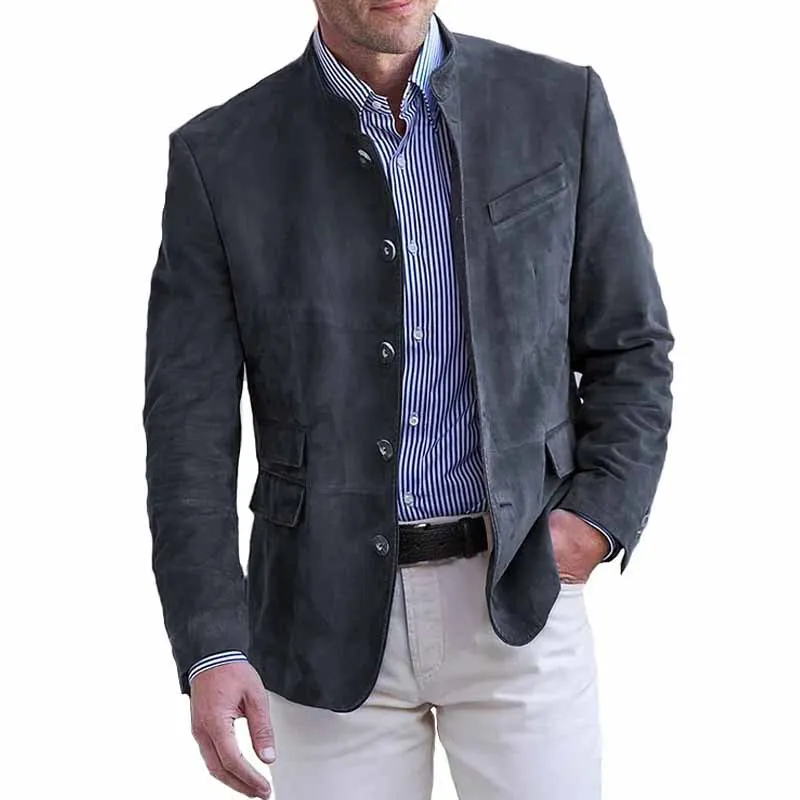 Blazer Men's Fashion Gentleman Business Retro Suede Versatile and Trendy Wedding Professional Casual Performance Host Blazer