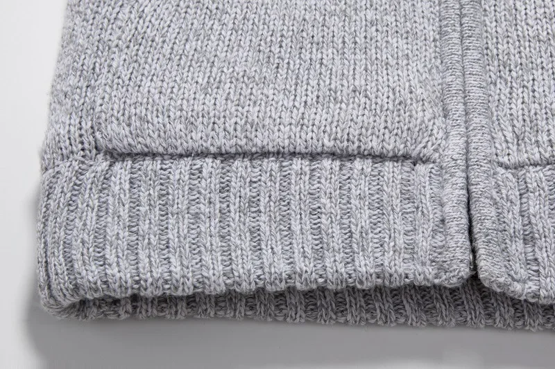 Pop New European And American Style Men's Fleece-lined Hooded Cardigan With Slim Fit And Long Sleeves Knitted Sweater For Winter