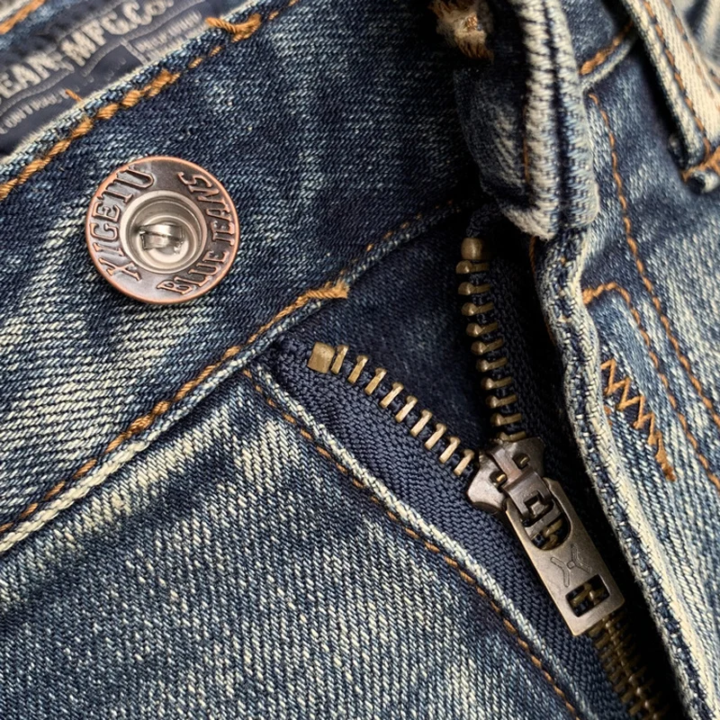 Fashion Designer Men Jeans High Quality Retro Washed Elastic Stretch Slim Fit Ripped Jeans Men Vintage Casual Denim Pants Hombre