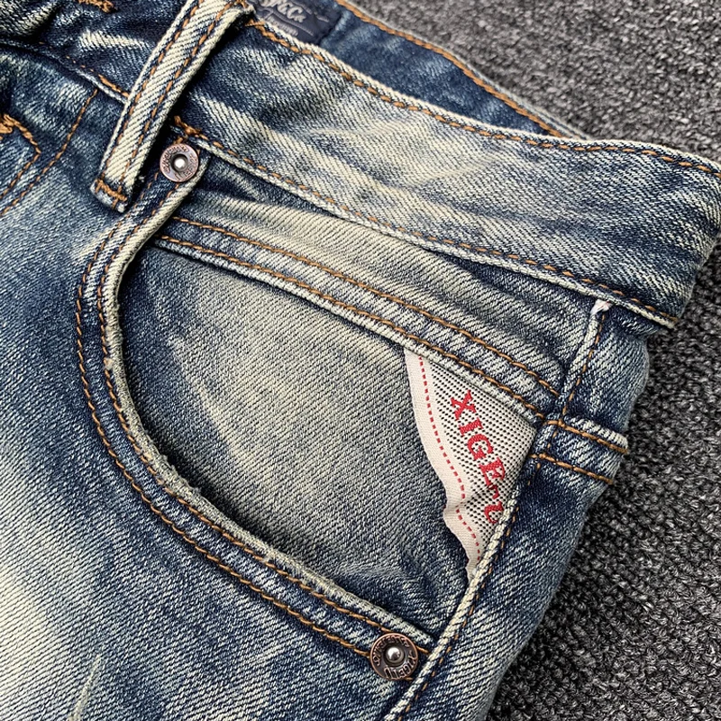 Fashion Designer Men Jeans High Quality Retro Washed Elastic Stretch Slim Fit Ripped Jeans Men Vintage Casual Denim Pants Hombre