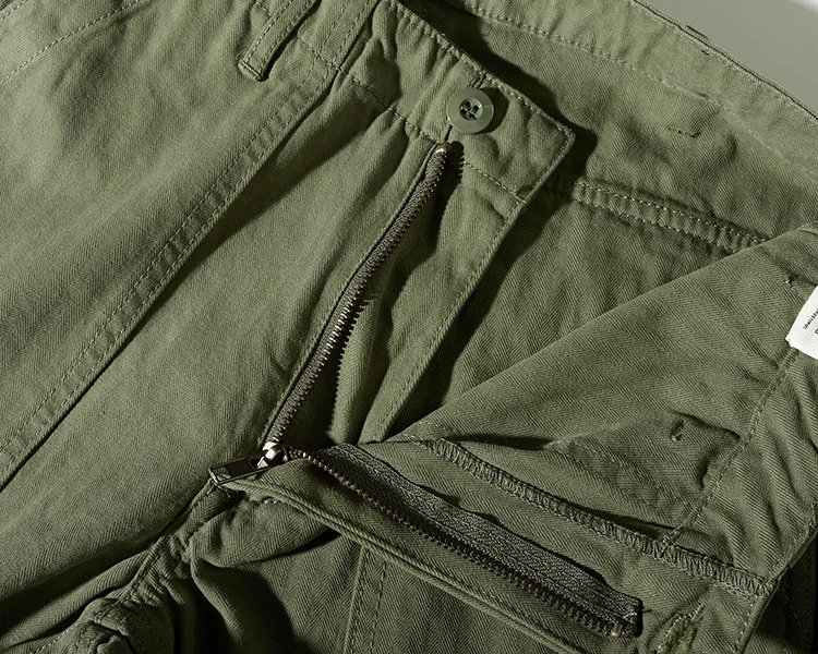 Amy Khaki n casual vintage cargo pants men's straight-leg casual pants cotton fishbone woven awl pants