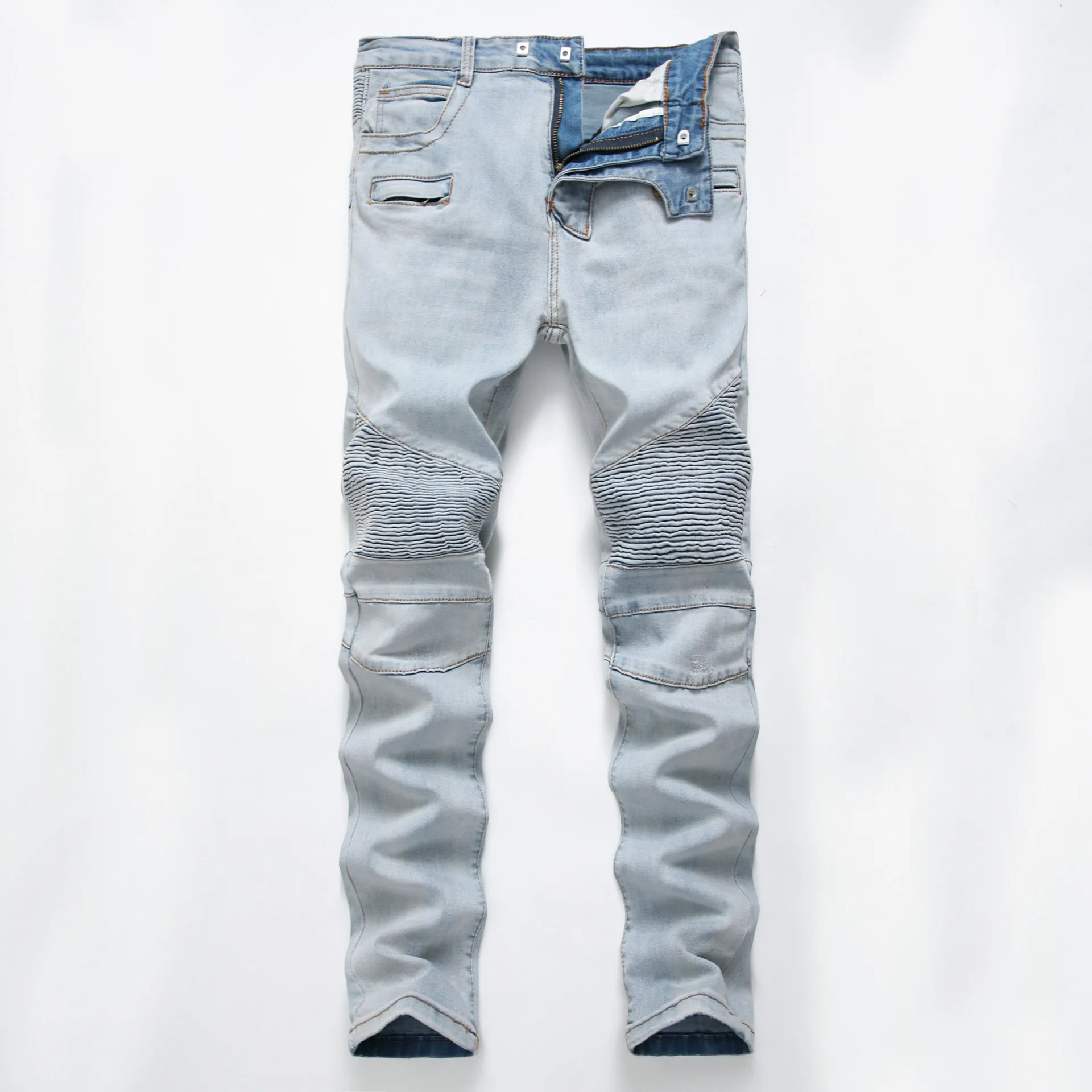 2021 New Fashion Mens Moto Biker Straight Jeans Spring Autumn Punk Streetwear Trouers Casual Denim Designer Pants Size 28-42