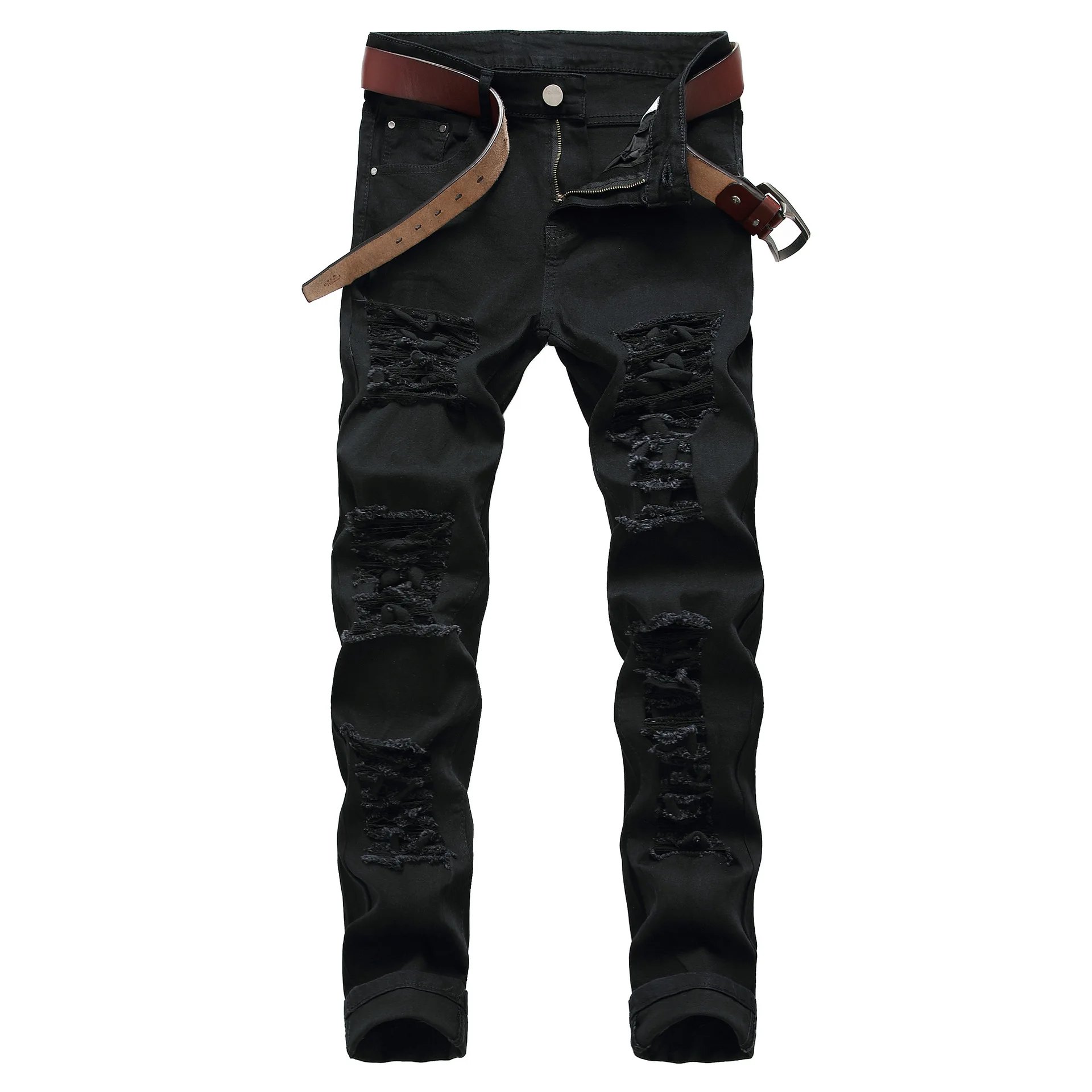 2021 New Fashion Mens Moto Biker Straight Jeans Spring Autumn Punk Streetwear Trouers Casual Denim Designer Pants Size 28-42
