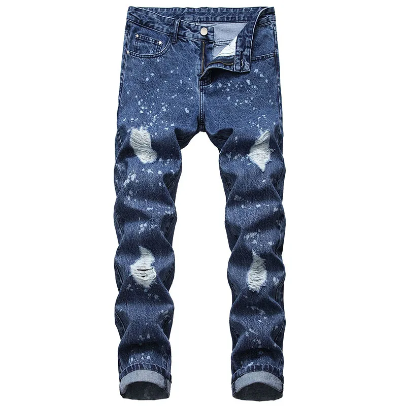 2021 New Fashion Mens Moto Biker Straight Jeans Spring Autumn Punk Streetwear Trouers Casual Denim Designer Pants Size 28-42