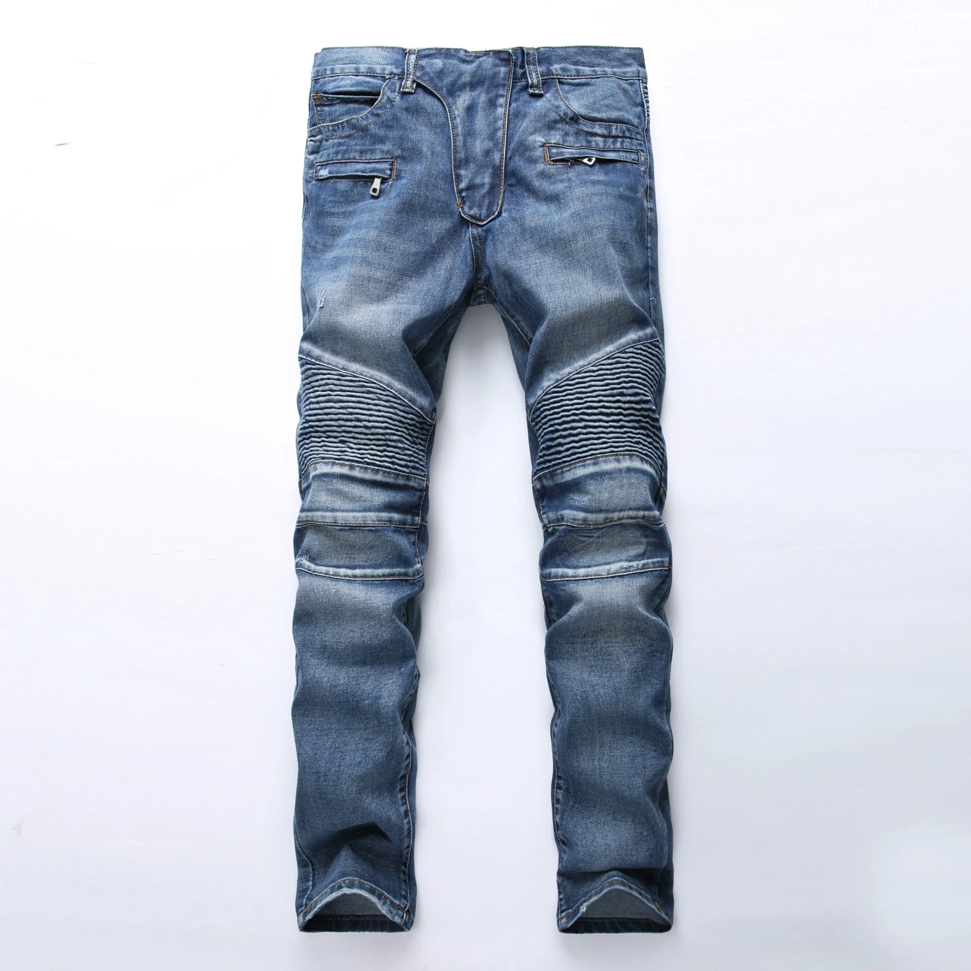 2021 New Fashion Mens Moto Biker Straight Jeans Spring Autumn Punk Streetwear Trouers Casual Denim Designer Pants Size 28-42