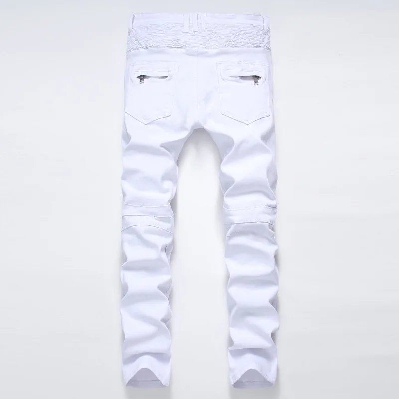 2021 New Fashion Mens Moto Biker Straight Jeans Spring Autumn Punk Streetwear Trouers Casual Denim Designer Pants Size 28-42