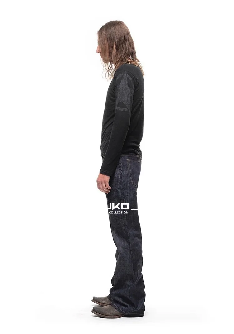MIJKO BootCut Original Jeans Wide Leg Trousers Straight Button Design ZJ124