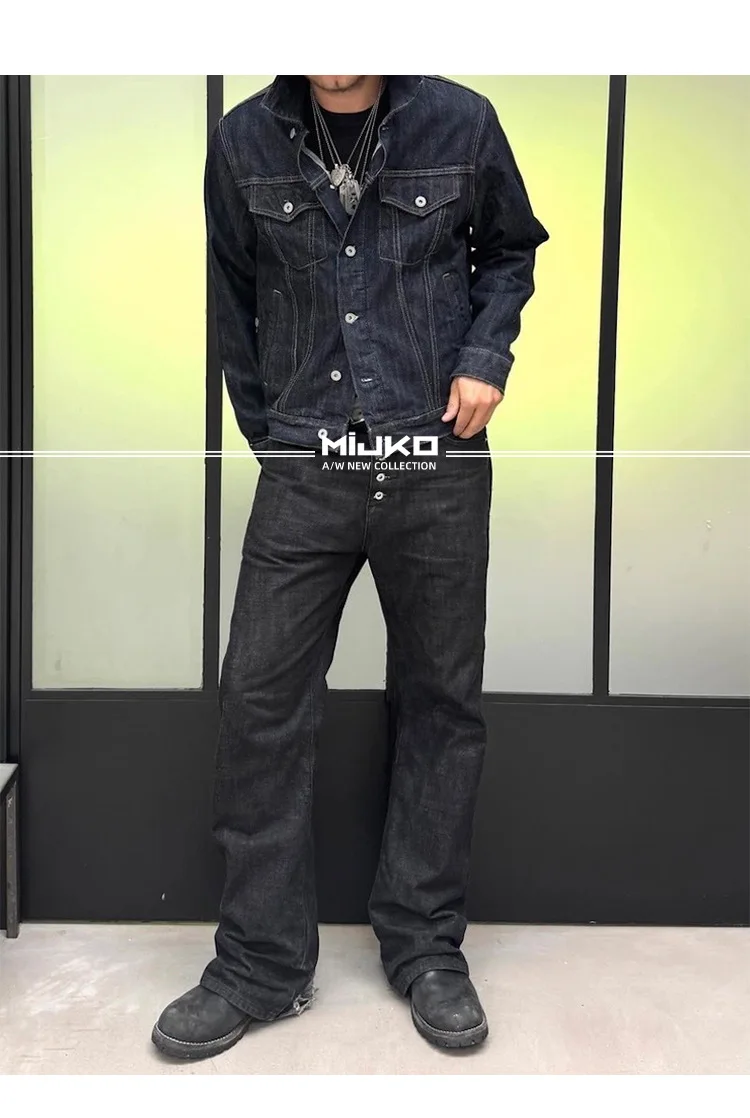 MIJKO BootCut Original Jeans Wide Leg Trousers Straight Button Design ZJ124