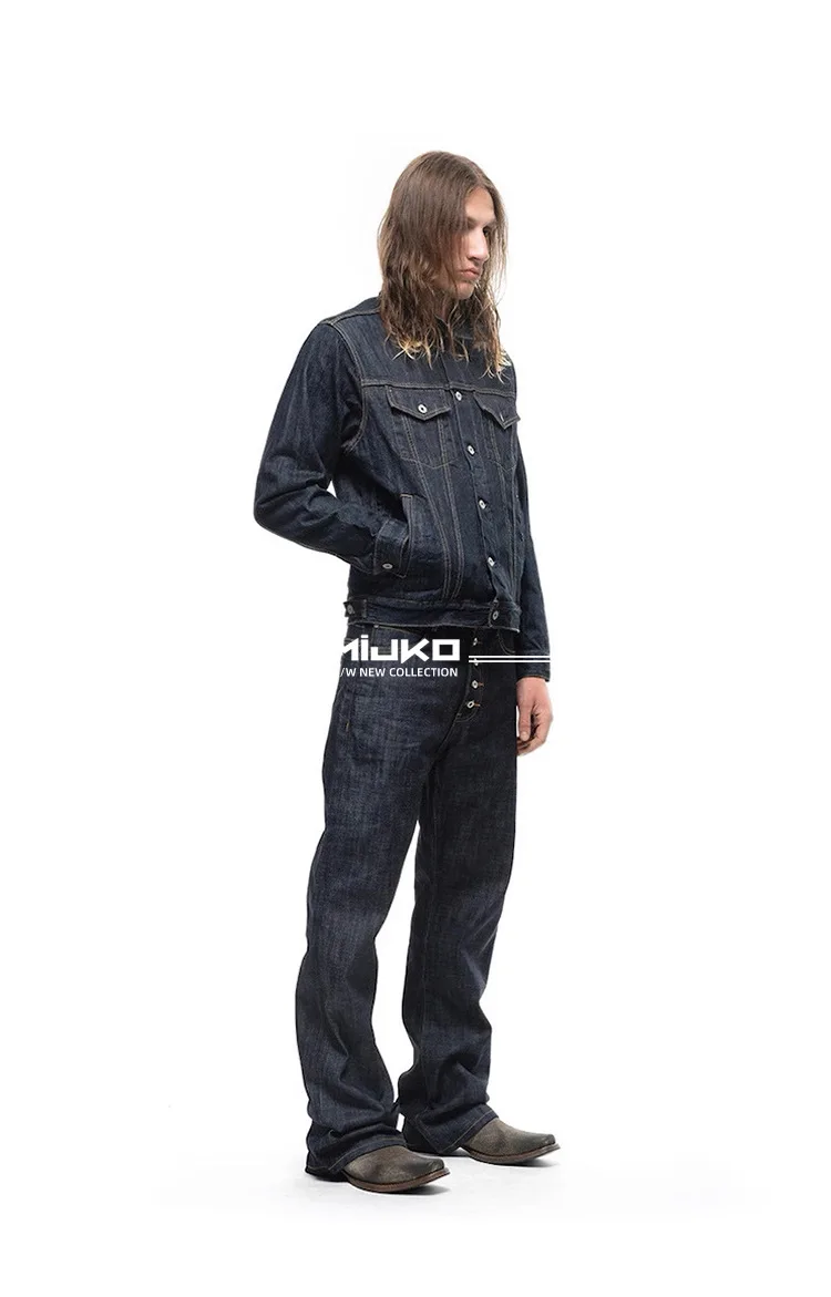 MIJKO BootCut Original Jeans Wide Leg Trousers Straight Button Design ZJ124